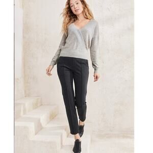 GARNET HILL Comfort Trousers Pull On Ankle Pants Black Heather Size L